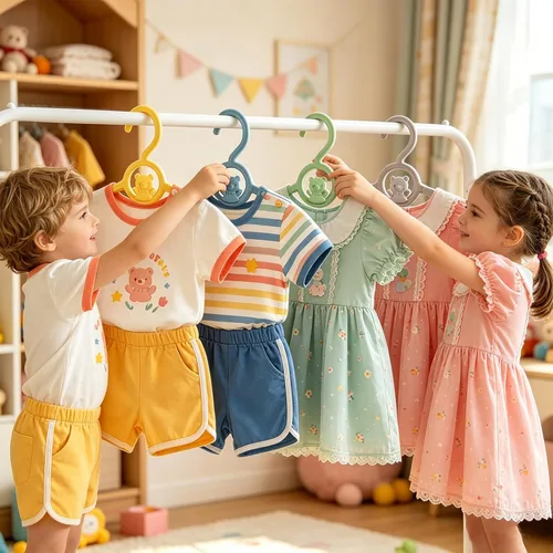 Vista 7 de JSF Perchas ajustables para bebés, 20 piezas de ganchos para guarderías, antideslizantes, extensibles, ideales para ropa de recién nacidos