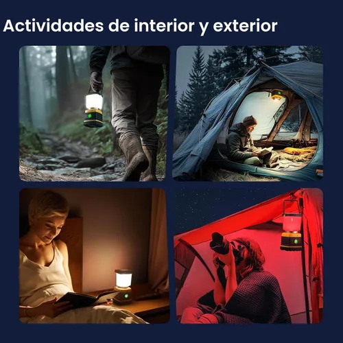 Vista 8 de Consciot C02 - Linterna LED para campamento, luces de campamento recargables USB-C, 1500 lm, 5 modos de luz, hasta 100 horas de tiempo