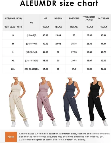 Vista 6 de Aleumdr Pantalones deportivos de punto gofre para mujer, pantalones deportivos casuales con bolsillo y cintura elástica, pantalones de descanso