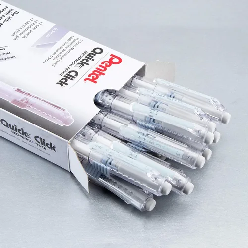 Vista 3 de Pentel Lápiz Mecánico Quick Click, (0.5mm), Fino, Barril Gris, Caja de 12 Lápices (PD215N)