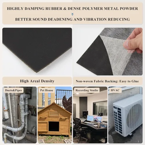 Vista 3 de Frienda 1 vinilo con carga masiva de 13 pies, insonorización Mlv para absorbente de sonido, 0.079 in de grosor, material antivibración amortiguador