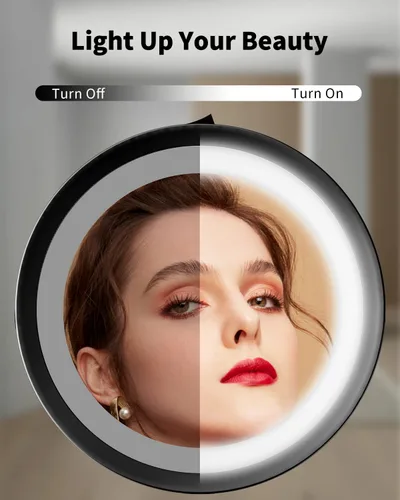 Vista 3 de Espejo de maquillaje LED con aumento 10X, espejo de pie de doble cara de 7 Negro