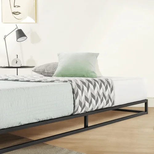 Vista 5 de Mellow - Marco de cama con plataforma de metal, perfil bajo de 6 pulgadas, Metal, Negro