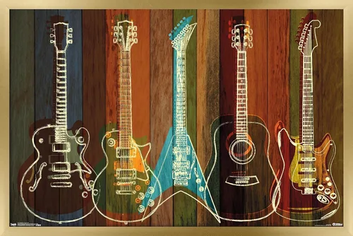 Vista 12 de Trends International Póster de pared de guitarras para pared, 14.725 x 22.375 pulgadas, versión enmarcada de madera de granero Versión enmarcada