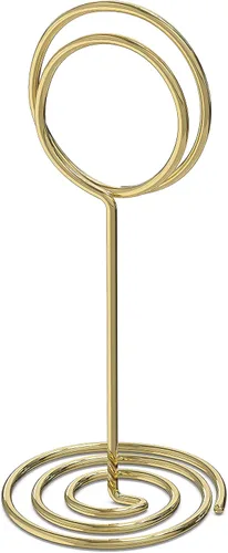Vista 8 de Paquete de 10 soportes dorados para números de mesa para letreros, soportes de fotos para mesas, soporte para fotos para mesas, mini soportes