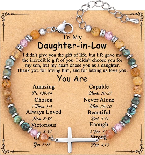 Vista 12 de TONY & SANDY Pulsera de cruz cristiana para mujer, regalo de San Valentín para ella, regalo de confirmación de bautismo, Pascua, regalo único