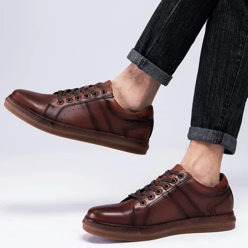 Vista 5 de Zapatos deportivos Oxford casuales para hombre, zapatos Oxford de cuero elegantes para caminar, para comodidad diaria, trabajo y ocio