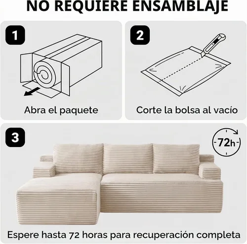Vista 4 de Cloud Sectional Couch, 97 Inch Modern Modular Sectional Sofa with Deep Seat, Corduroy Boneless Couches with L-Shape Left Chaise for Living Room