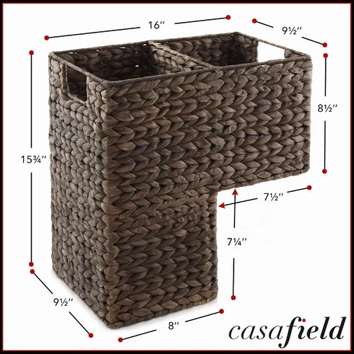 Vista 7 de Casafield - Canasta de escalones con asas, marrón oscuro espresso - Canasta de almacenamiento tejida de jacinto de agua para escaleras Espresso