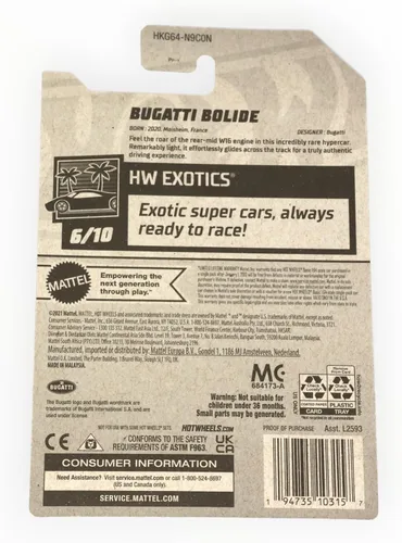 Vista 2 de Hot Wheels Bugatti Bólido, HW Exotics 6/10 [Negro/Azul] 213/250
