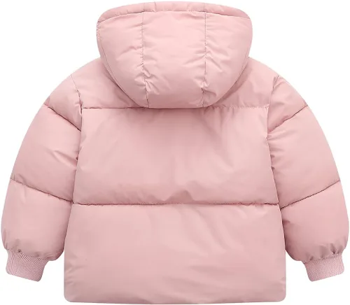Vista 2 de Abrigo de invierno para niños pequeños, chaqueta de forro polar cálida con capucha para niñas y niños