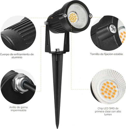 Vista 4 de REEGOLD Luces de paisaje de bajo voltaje para exteriores: 7W 700LM Iluminación LED de paisaje con conectores para árbol jardín patio camino Focos