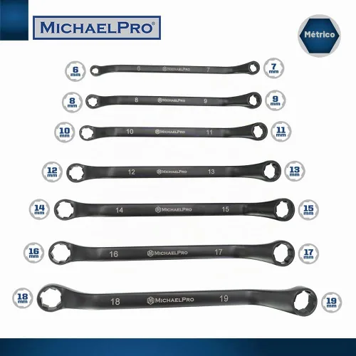 Vista 3 de MichaelPro Juego de Llaves Extractoras de Pernos de 7 Piezas, Llaves Desplazadas 45° Métricas 6-19mm, Extremo de Caja de 6 Puntos para Remoción