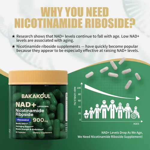 Vista 7 de BAKAKOUL Suplemento NAD – Ribosida de nicotinamida liposomal, resveratrol, quercetina, NAD nicotinamida ribósido resveratrol 900 mg, suplemento NAD+