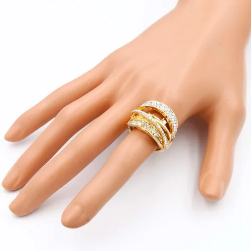 Vista 2 de Lavencious Anillos elásticos de diamantes de imitación para fiesta de noche, joyería de moda para mujer, talla 7 a 9