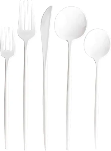 Vista 11 de Juego de cubiertos modernos de plástico PLASTICPRO (negro, 40 piezas)