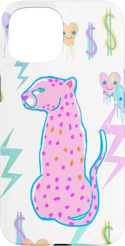 Vista 6 de iPhone 16 Preppy Art Cheetah, Pink Cheetah, Preppy Art Estética Funda
