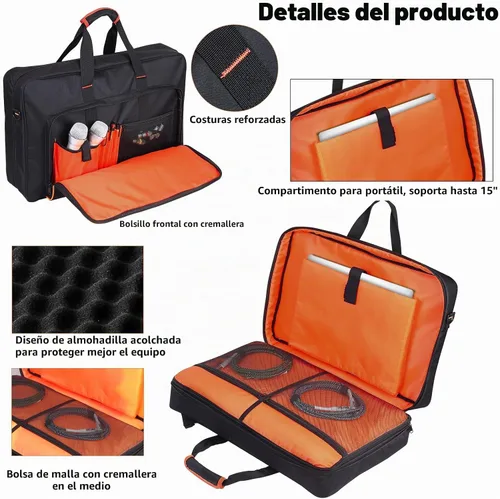 Vista 3 de Funda para controlador DJ para DDJ-FLX4/200/400/SR2/REV1 Numark Con acolchado grueso de EVA, correa de hombro ajustable, se adapta a portátiles