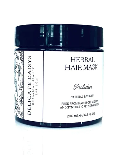 Vista 7 de Delicate Daisys Botanical Beauty PH Balancing Mascarilla para el cabello con probióticos, 6.8 onzas líquidas, natural, orgánica, vegana y libre