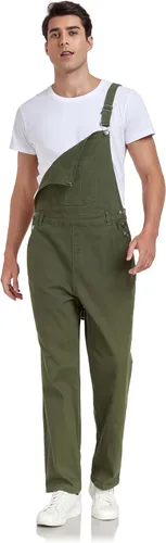 Vista 17 de Overol de mezclilla para hombre, ajustado, elástico, a la moda, con bolsillos