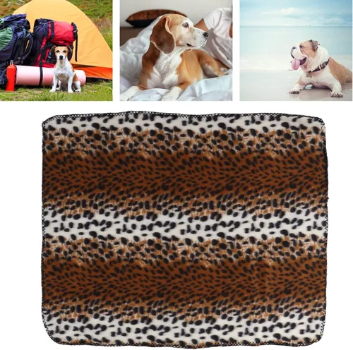 Vista 4 de Manta de forro polar para mascotas, aísla eficazmente la perrera cálida y cómoda para camping, viajes, hotel, playa (estampado de leopardo, S)