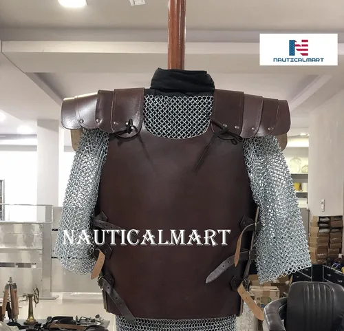 Vista 6 de Nautical-Mart El Caballero Medieval Genuino 0.157 in Chaleco Armadura LARP Armadura Armadura Medieval Armadura Armadura Medieval Chaqueta de cuero