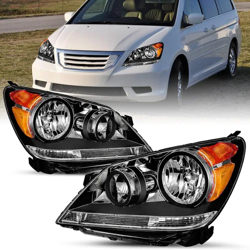 Vista 9 de SOCKIR - Para Honda Odyssey 2005-2010 Conjunto de faros delanteros negro Carcasa negra y reflector transparente