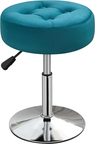 Vista 10 de Taburete Otomano Giratorio Silla para Sala de Maquillaje Taburete para Silla de Tocador Altura Ajustable Cuero Sintético Negro