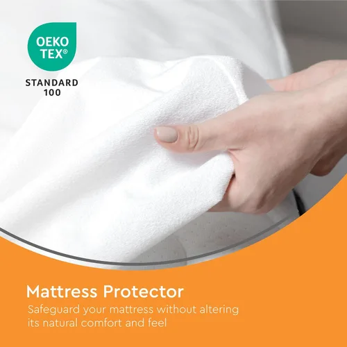 Vista 2 de Sleep Mantra Protector de colchón impermeable – Terry – Funda de cama transpirable, silenciosa e hipoalergénica – Estilo de sábana bajera