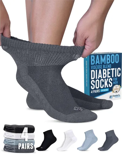 Vista 7 de Doctor's Select Diabetic Socks for Men - 4 Pairs Diabetic Ankle Socks for Men Non Binding Neuropathy Socks