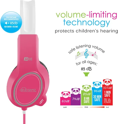 Vista 2 de MEE Audio KidJamz - 3 auriculares de escucha segura para niños con limitador de volumen y micrófono integrado, auriculares ajustables en la oreja