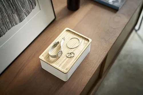 Vista 5 de Yamazaki Caja de accesorios Home Polystone Organizador de joyas, tamaño único, ceniza