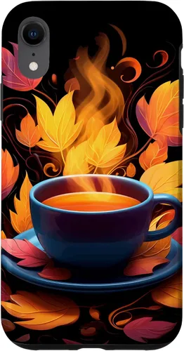 Vista 24 de iPhone 16 Coffee Autumn Leaves Fall Season Caffeine Thanksgiving Case