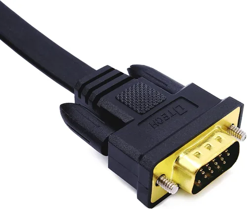 Vista 5 de DTech 10ft Ultra Delgado Monitor De Computadora VGA Cable 15 Pin Macho A Macho Conector SVGA Cable 10 Pies - Negro