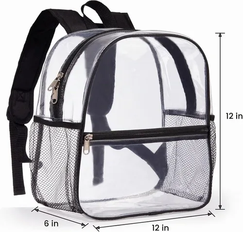 Vista 2 de ZJIE Mini mochila transparente de 12 x 12 x 6 pulgadas, aprobada por