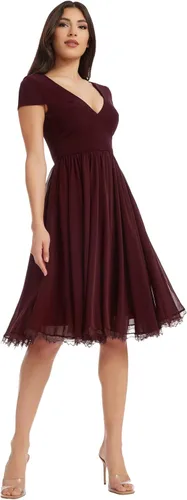 Vista 5 de Dress the Population Vestido para mujer ajustado y con vuelo Negro