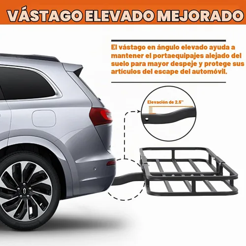 Vista 3 de WEIZE Cesta de Carga con Enganche para SUV, Camión - 53x19 Pulgadas, Capacidad de 500LB, con Bolsa Impermeable, Correa de Red, Tensor, Recubierto