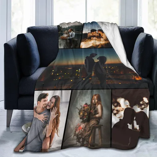 Vista 20 de Manta de cama personalizada con texto de fotos, mantas personalizadas con collage de fotos, mantas personalizadas para regalo de cumpleaños 1 Foto