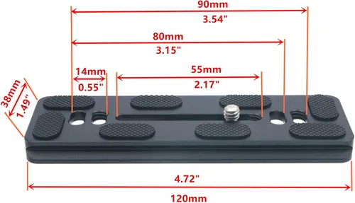 Vista 3 de PU-120 Placa QR universal de liberación rápida de 4.724 in con tornillo de anillo en D para trípode monopie bola cabeza DSLR cámara, compatible