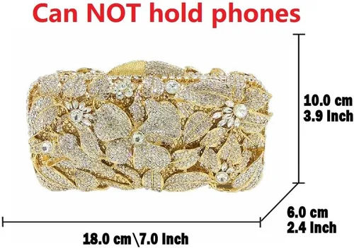Vista 4 de Boutique De FGG Elegante flor mujer cristal noche embrague bolsos boda fiesta nupcial Rhinestone bolso monedero
