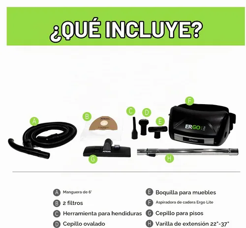 Vista 3 de Atrix - VACHV1 ERGO Lite - Aspiradora de cadera ligera, potente y ergonómica con cable Negro