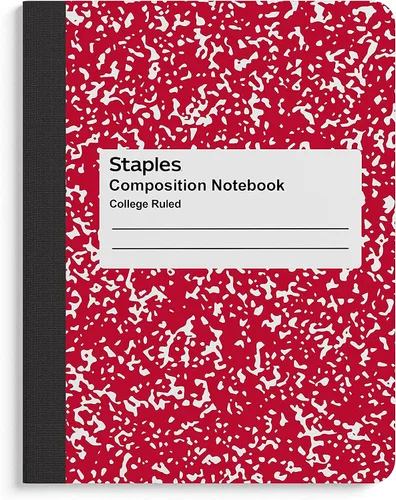 Vista 7 de Staples Cuaderno de composición, 9.75x7.5 pulgadas, rayado universitario, 48/Ctn 100 hojas por cuaderno, colores surtidos, para la escuela