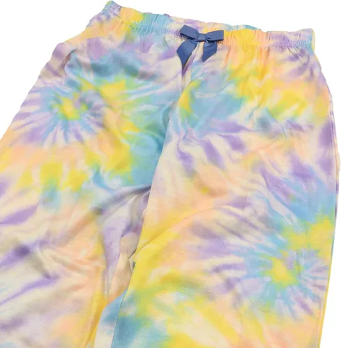 Vista 4 de Lucky Brand Conjunto de pijama de ajuste holgado de 2 piezas para niña, suave y lindo para niños Remolino arcoíris.