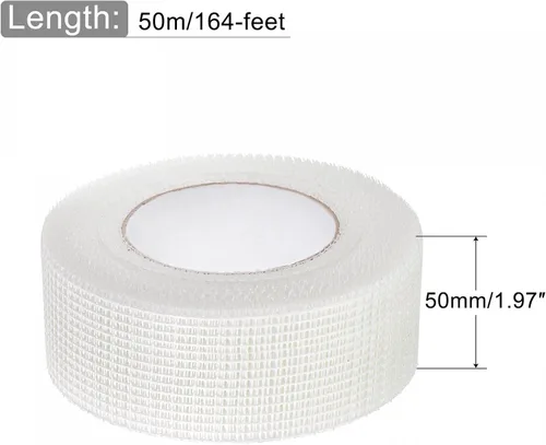 Vista 2 de uxcell Cinta autoadhesiva de fibra de vidrio para paneles de yeso, parche de reparación de 2 pulgadas x 164 pies para grietas de agujeros de pared