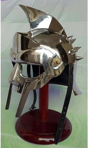 Vista 2 de AnNafi Gladiator Maximus Arena Helmet Medieval Wearable Mens Helmet Full Size Halloween Party Costumes Larp Clothings Movie Dresses w Inner Liner