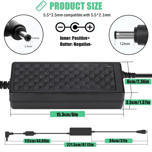 Vista 2 de 24V 6A Power Supply Adapter,AC 100-240V to DC 24Volt 6Amp 144W Transformers