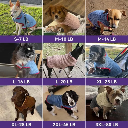 Vista 6 de cyeollo Sherpa - Abrigo reversible para perros pequeños, color rosa, talla S Warm Fleece Winter Sweater, Turtleneck Pet Vest, Adjustable Fit, Easy