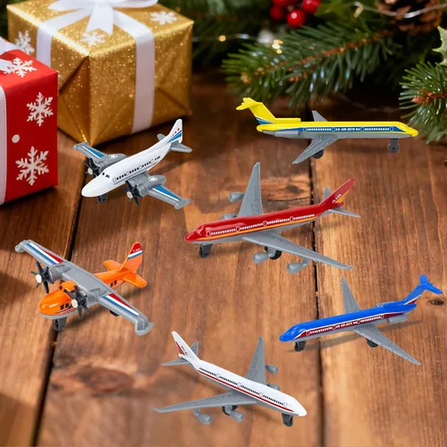 Vista 6 de Paquete de 6 Aviones de Juguete, Juguete de Avión de Metal Fundido para Niños de 3, 4-7, 8-12 Años, Modelo de Aviones de Aleación/Aviones