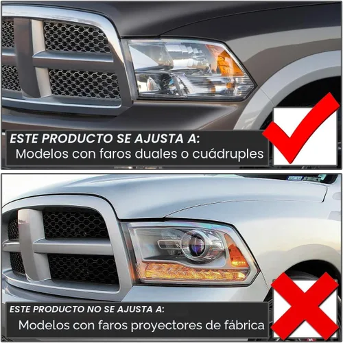 Vista 5 de DNA Motoring HL-OH-DR09QUA-BK-CL1 Reemplazo de faros delanteros de carcasa negra compatible con 10-18 Ram 1500-5500, compatible con modelos de faros