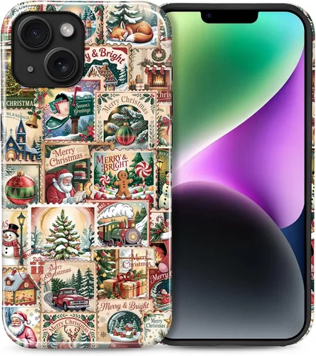 Vista 24 de Funda para iPhone 13 iPhone 14, a prueba de golpes, funda protectora híbrida de 2 capas, doble protección contra caídas, antiarañazos, diseño Rojo